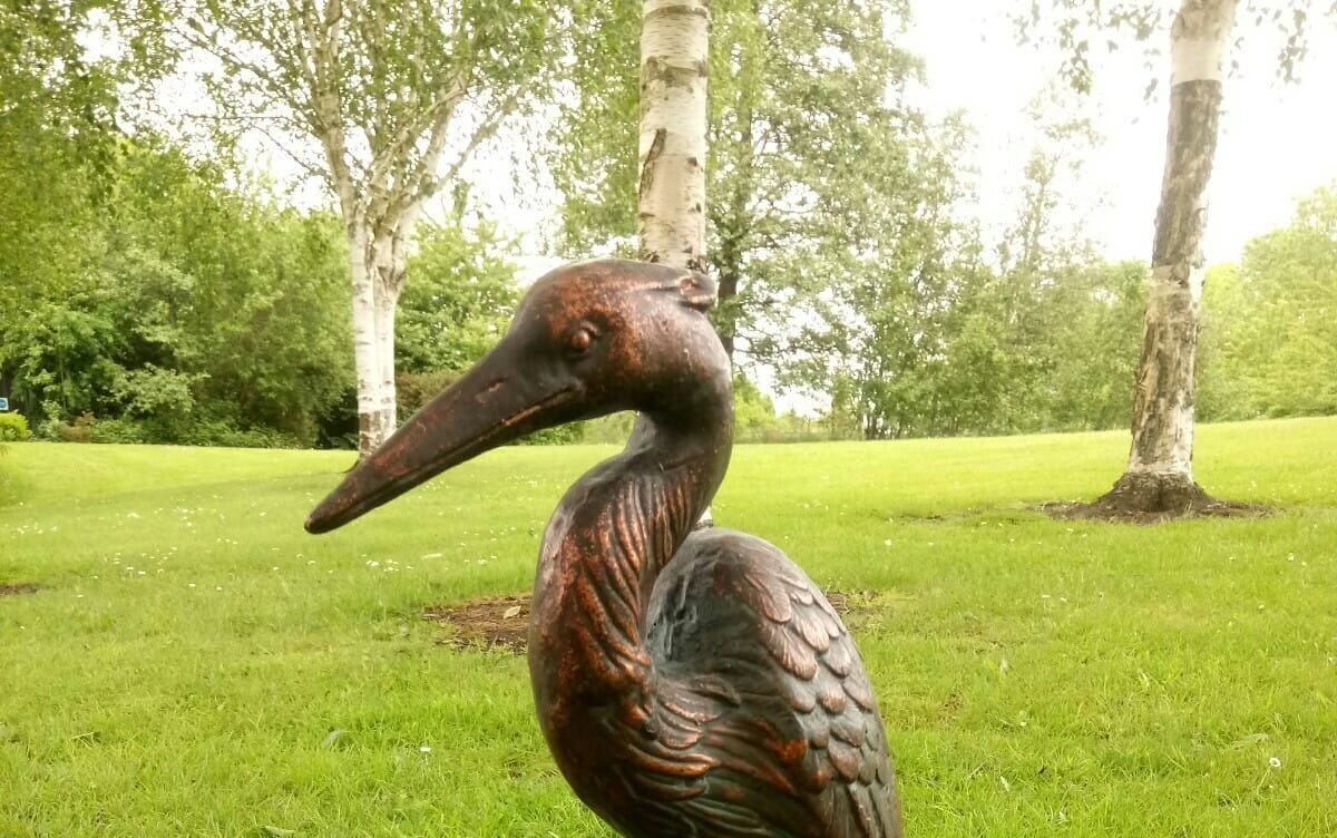 Gartenfigur Reiher, Gusseisen